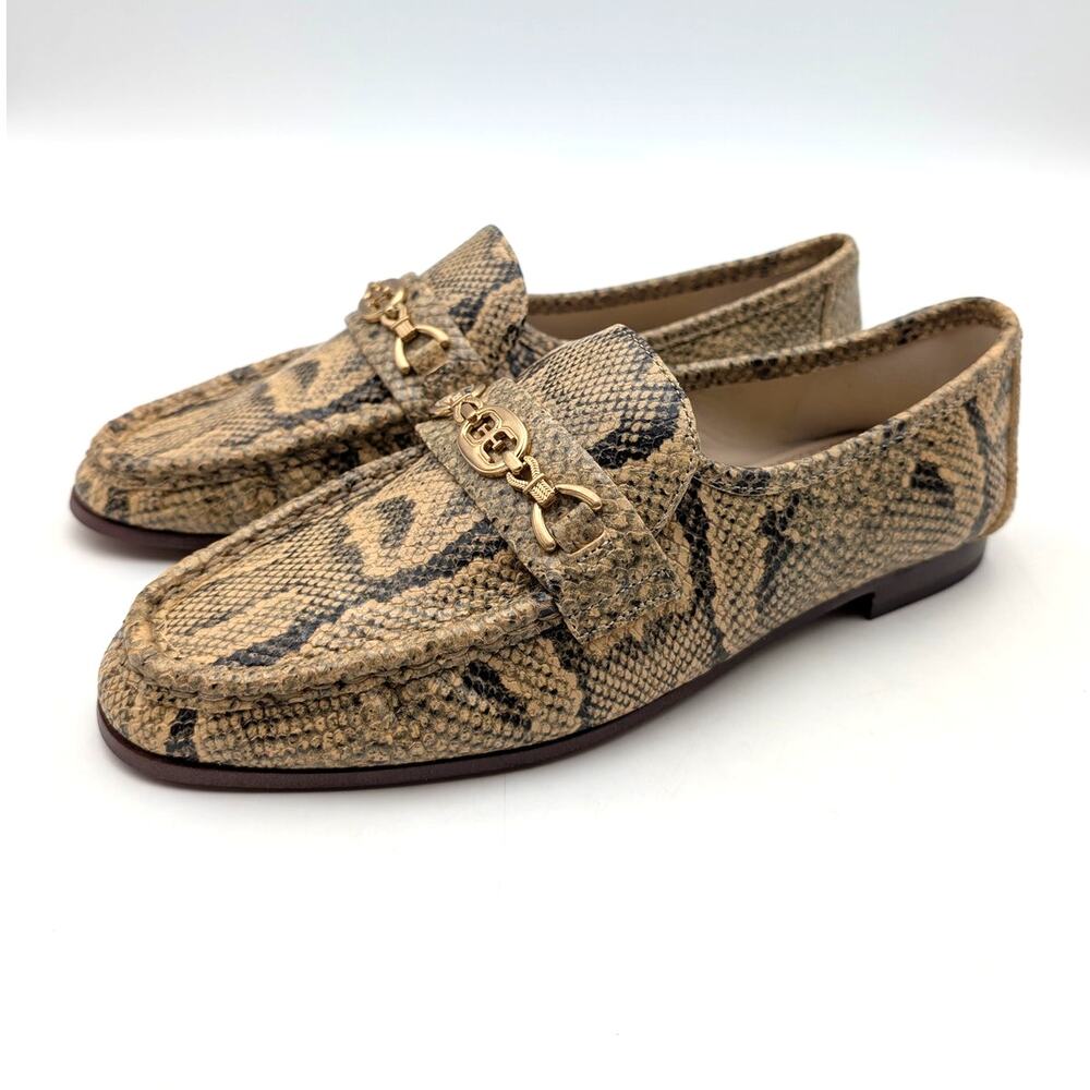 Sam Edelman Lucca Bit Loafer Women's Golden Tan Python Leather Size US8M EU38.5